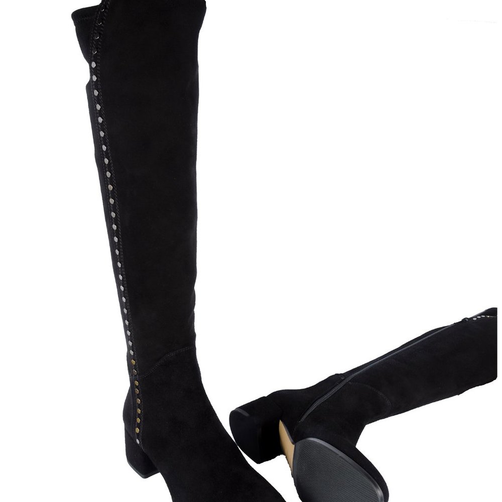 Le Pepe Black Suede Over the knee boots with metal - Picture 4 of 5